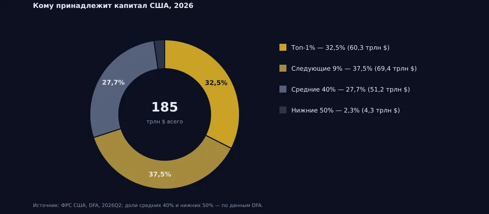 Рис. 5. Кому принадлежит капитал США: доли групп, 2026 год