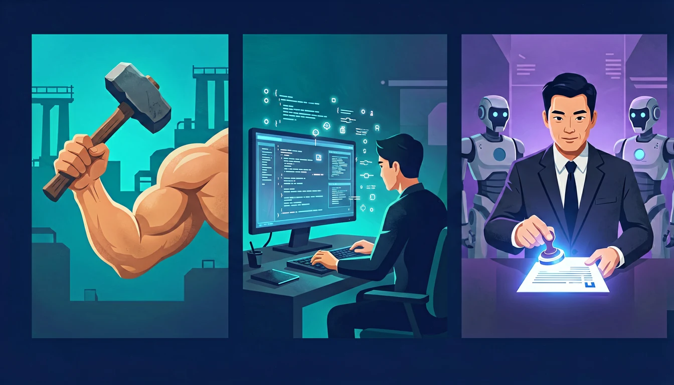 Три эпохи, три роли человека: исполнитель → программист → нотариус решений