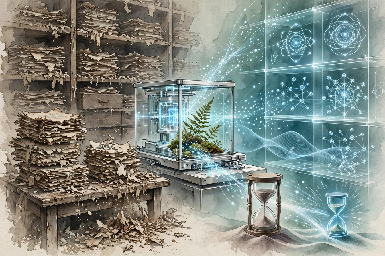 A hole in the law, the archive drained, the quantum reading nature