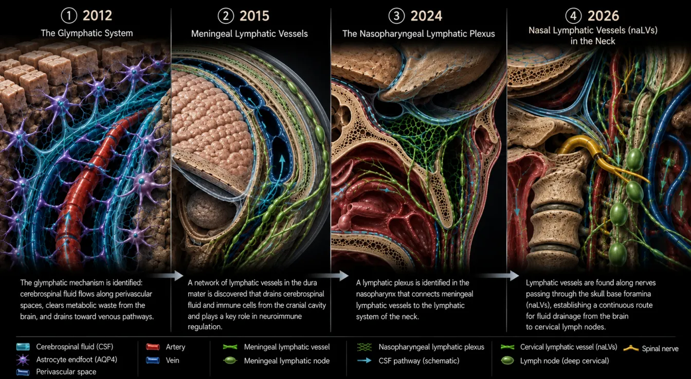 Timeline of research from 2012, 2015, 2024, and 2026