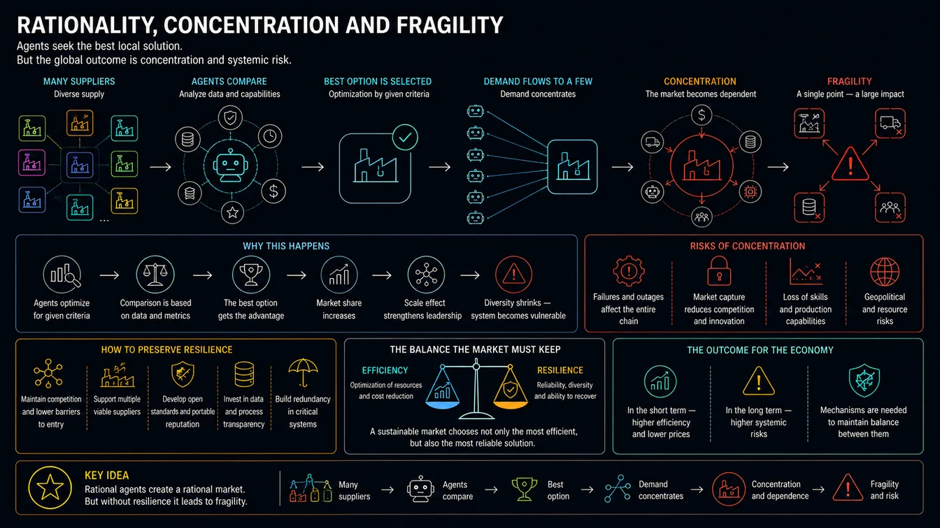 A rational market becomes fragile: concentration and systemic risk